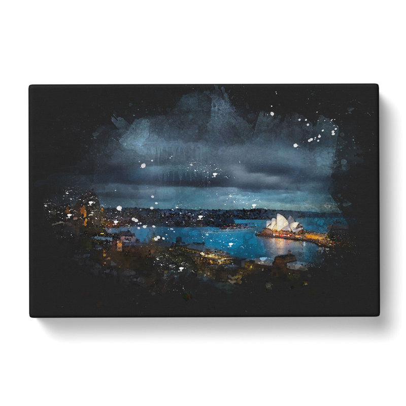 Sydney Skyline at Night - Wrapped Canvas, 35cm H x 50cm W x 3cm D