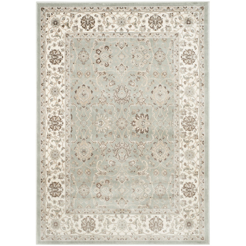 Setser Garden Viscose Oriental Rug in Silver/Cream, Rectangle 4' x 5'3"