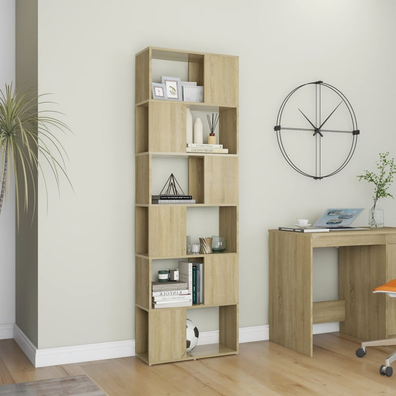 Borough Wharf Book Cabinet/Room Divider, (6 Shelves) 186cm H x 60cm W x 24cm D, Sonoma Oak