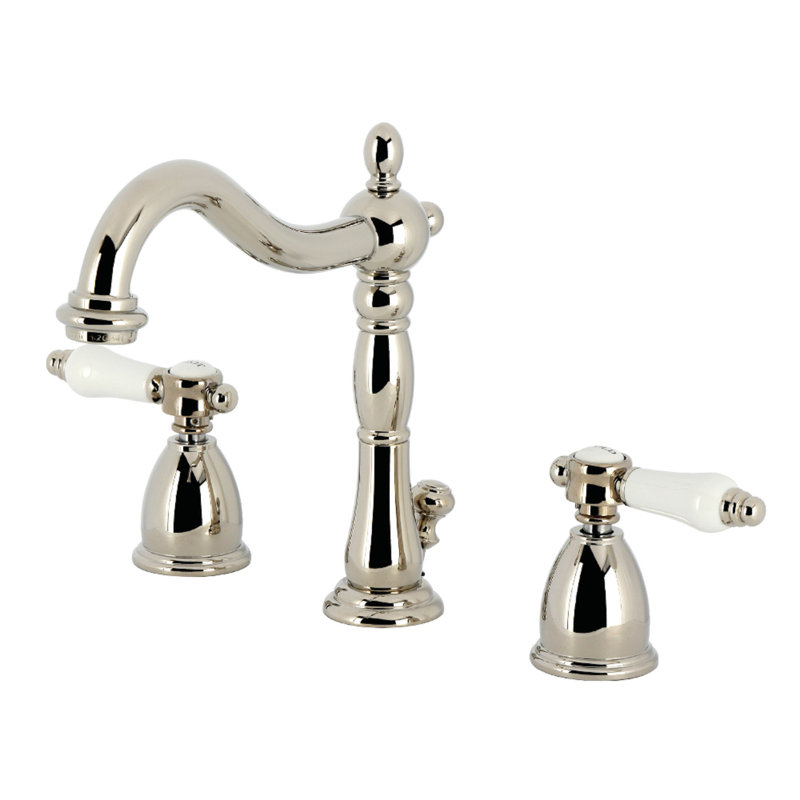 Robinet de salle de bain espacé à deux poignées et fixation sur le comptoir à 3 trous avec bonde escamotable Kingston Brass