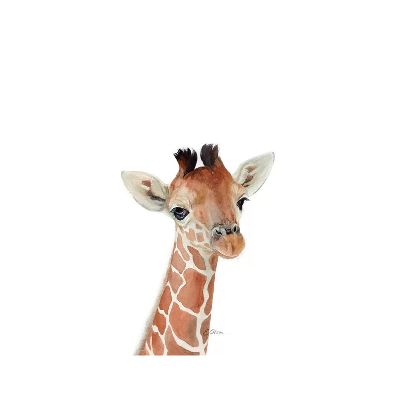 Baby Giraffe - Wrapped Canvas Painting, 30.48cm H x 20.32cm W x 1.91cm D