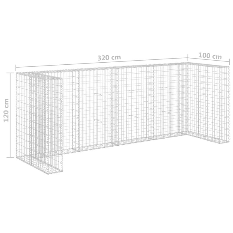 Mur en métal galvanisé pour poubelles vidaXL 126 po x 39,4 po x 47,2 po