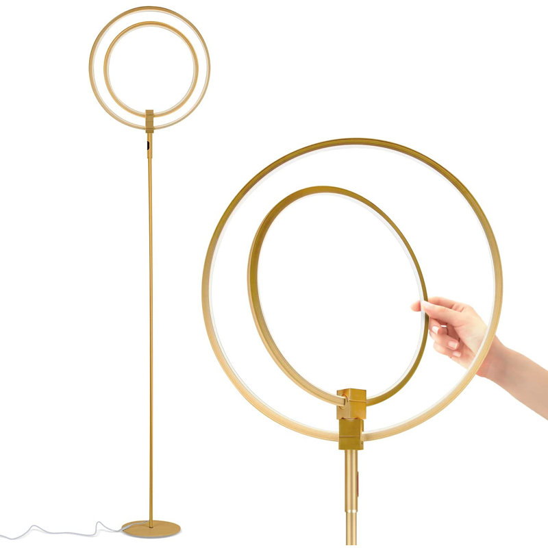 Antique Brass Adjustable Multi-Head LED Torchiere Floor Lamp