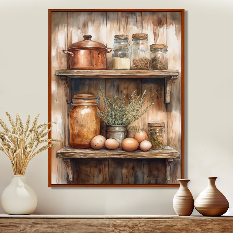 Rustic Farmhouse Canvas, Vintage Kitchen Wall Art, Cenephat, H 20 po x l 12 po, Cadre flottant brun