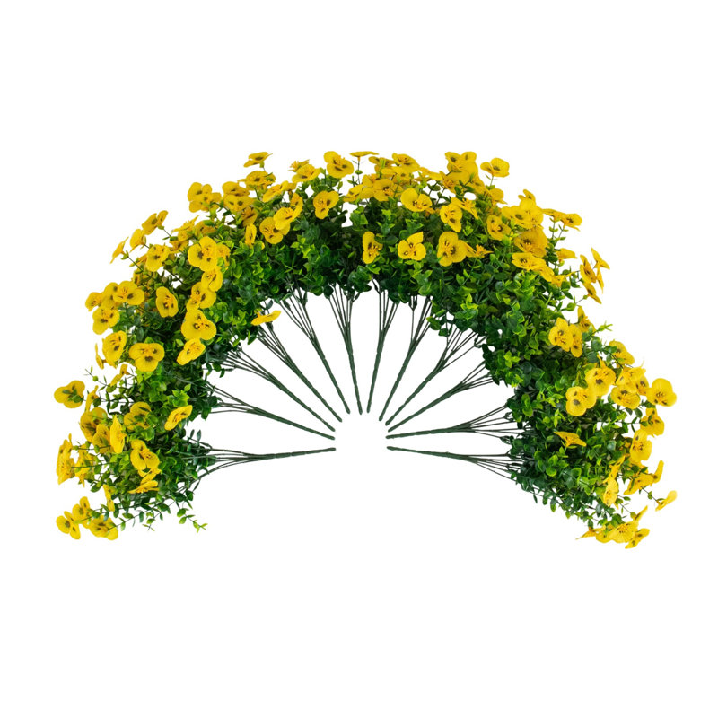 13 po Buisson artificiel résistant aux rayons UV (intérieur / extérieur) - ensemble de 12, Jaune