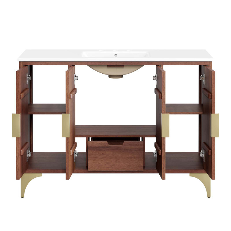 Daylight 48" Single Sink White Walnut Mango Wood Bathroom Vanity