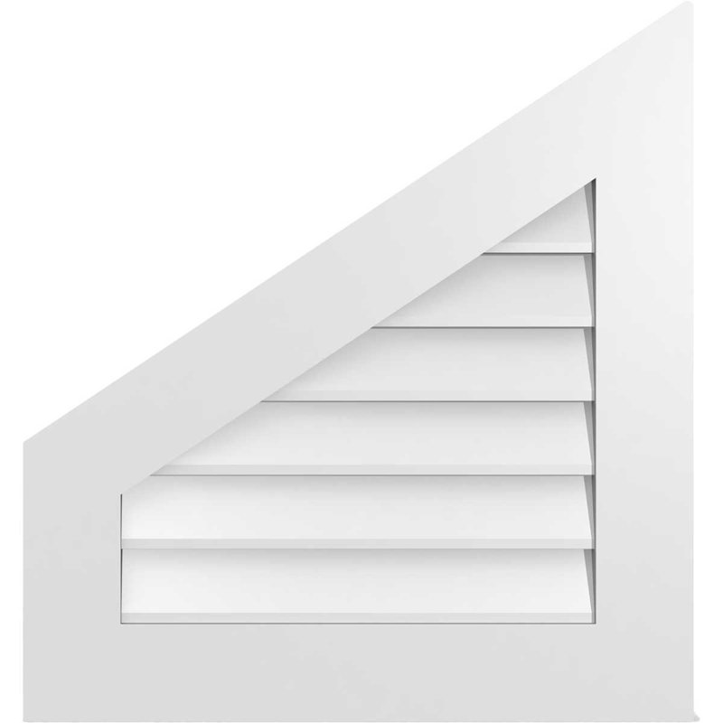 Half Peaked Left Surface Mount Signature Urethane Non-Functional Gable Vent 8/12 Pitch Primed Tan, 26" H x 24" W x 1" D