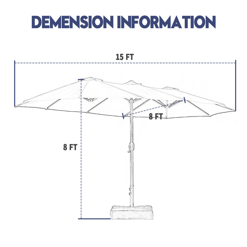 Parasol de marché rectangulaire 15 ', Sable