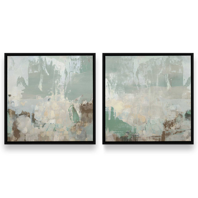 «Beachy Paint Party II», ensemble de 2 impressions, 30 po x 30 po, Toile avec cadre, Noir satiné
