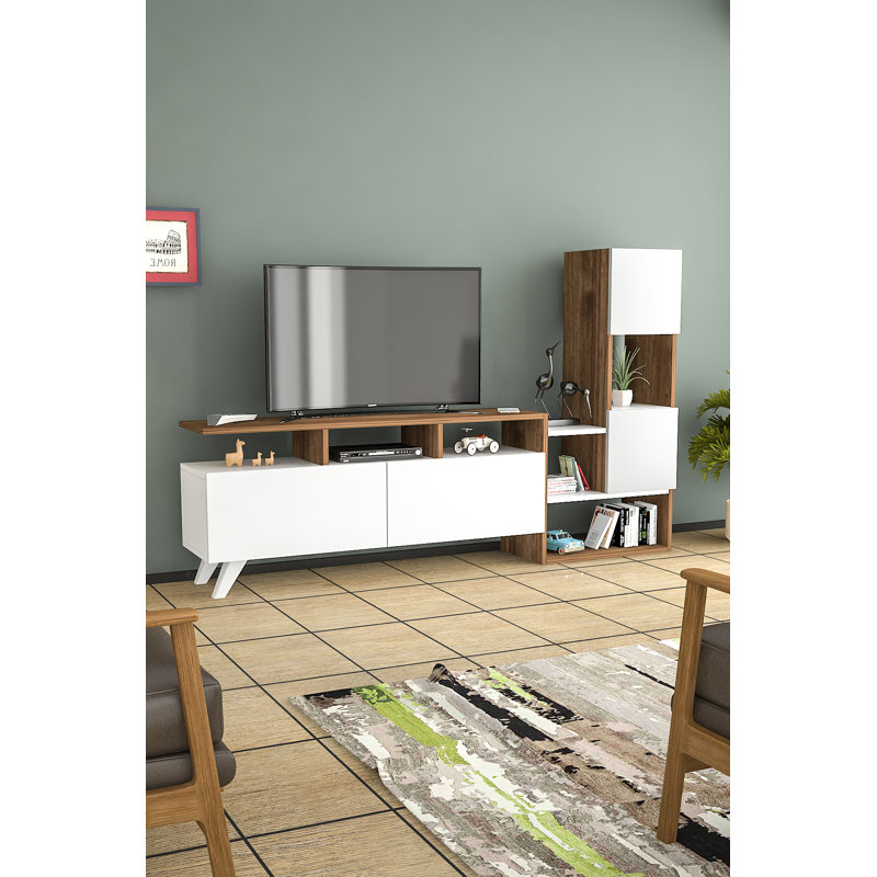 TV Stand And Media Console Catia, White/Walnut