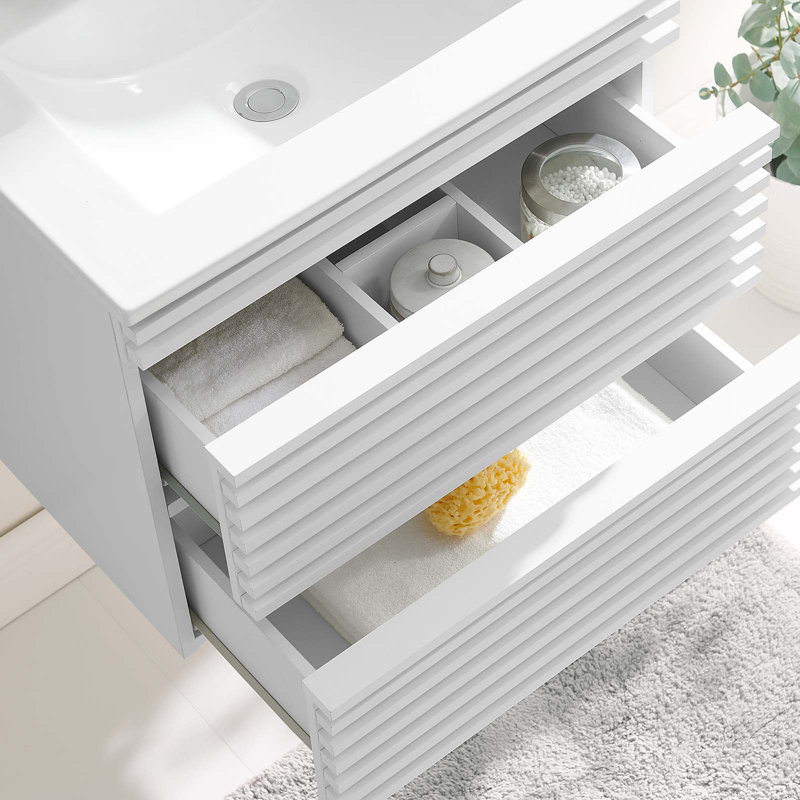 Modway Render 24" Wall-Mount Bathroom Vanity, White