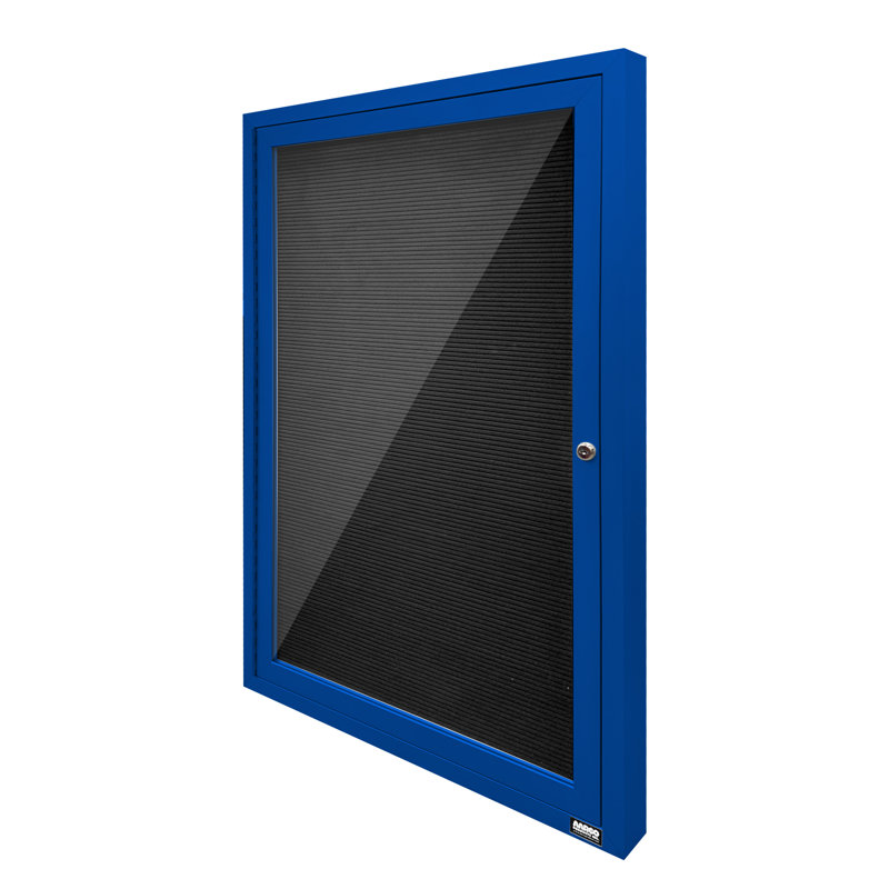 Tableau d'affichage mural fermé pour armoire d'annuaire, Bleu thermolaqué, Un, H 48 po x l 36 po