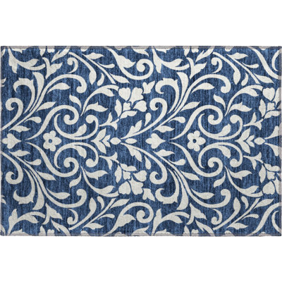 Premium Machine Washable Prisco Navy Rug