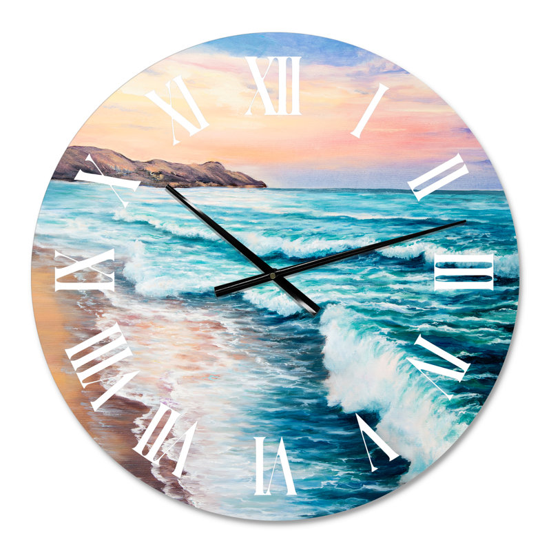 Horloge murale nautique et côtière Morning Light On The Ocean Waves III, Petit