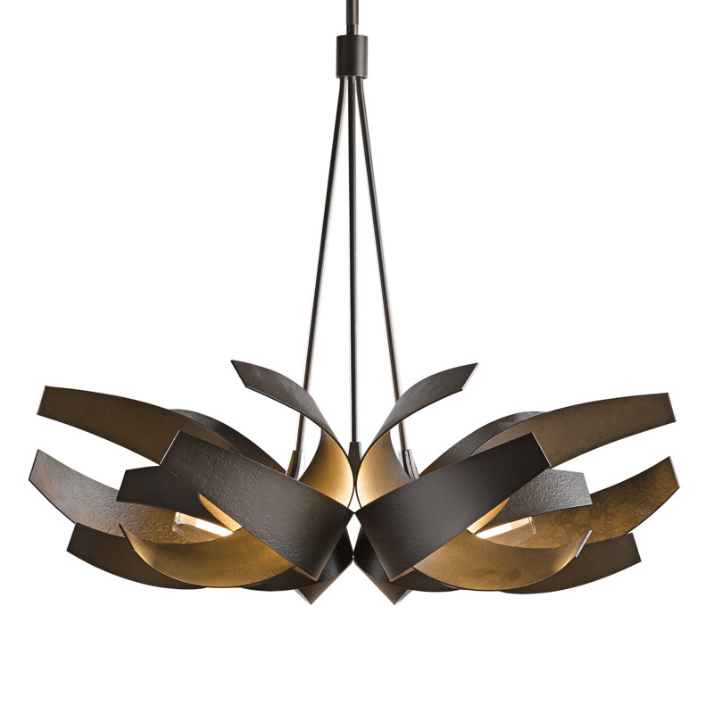 Corona 6 - Light Unique/Statement Geometric Chandelier, Black, 29.2" H x 35.1" W x 35.1" D