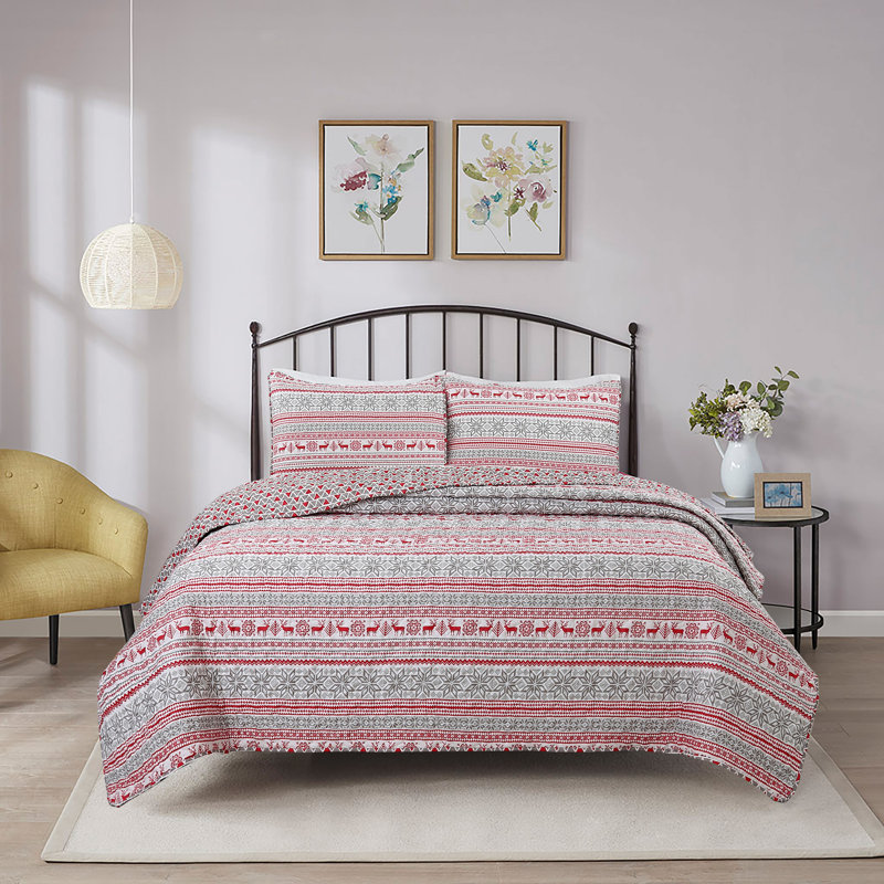 Fez Polyester Abstract Quilt, Queen Quilt + 3 Standard Shams
