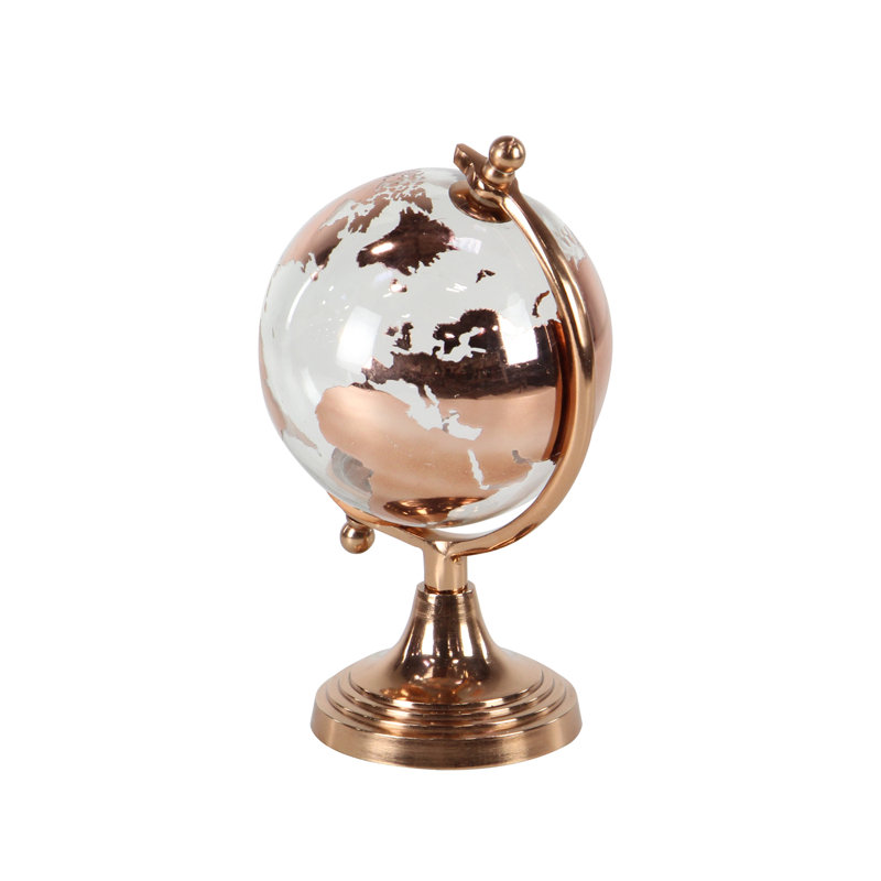 Margie Aluminum Metal Educational/Geographic Earth Globe with Tiered Base, 24" H x 24" W x 29" D, Copper