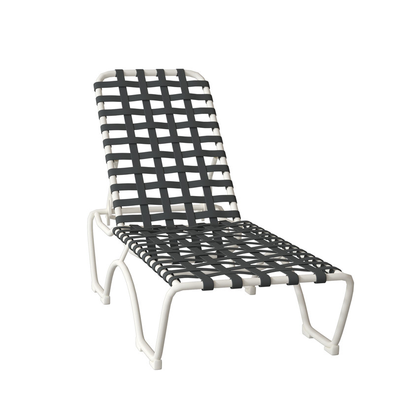Kahana Outdoor Metal Chaise Lounge, Graphite Vinyl, Parchment