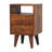 Solid Wood Mini Classic Chestnut Bedside, 2-Drawers, 1 Open Slot, Nordic Legs, Dark Brown