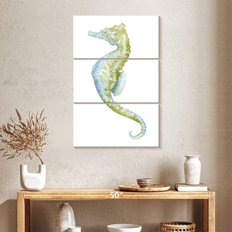 Brampt aquarelle hippocampe II, H 38 po x l 24 po