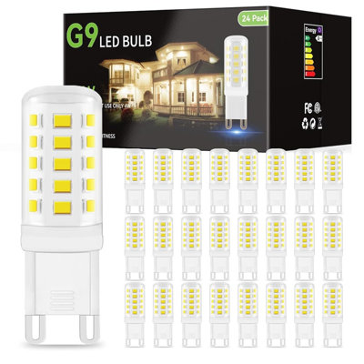 Paquet de 24 ampoules de maïs à DEL à intensité variable de 3,5 W, 40 W, équivalentes à un halogène de 3,5 W, 400 W, lumière du jour, 400 K, 120 V, 120 V, en céramique, à deux broches, pour remplacer les lustres, les luminaires suspendus et les appliques murales
