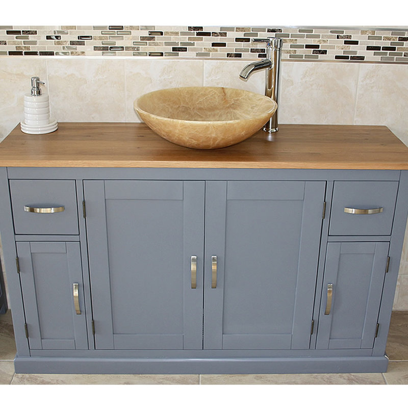 Ankara 1230mm Single Bathroom Vanity with Vessel Stone Basin, Brown