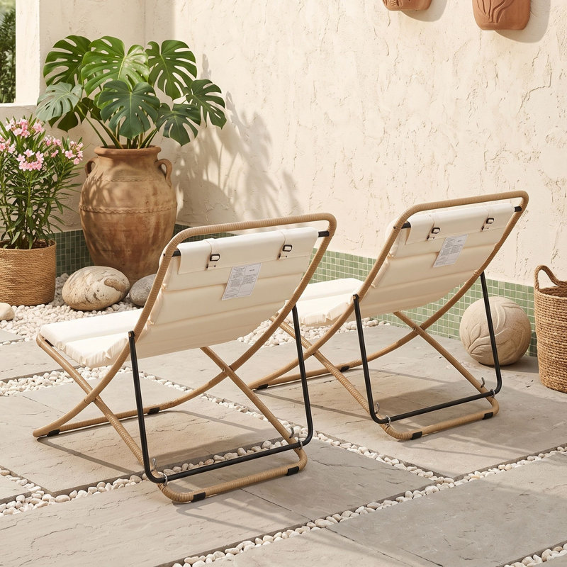Ensemble de chaises pliantes d'extérieur avec dossiers et coussins ajustables, Jaune