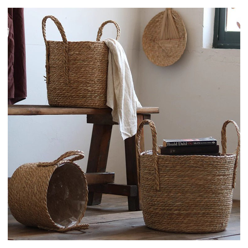 Handwoven Seagrass Basket for Plants, 8" H x 9.8" W x 9.8" D