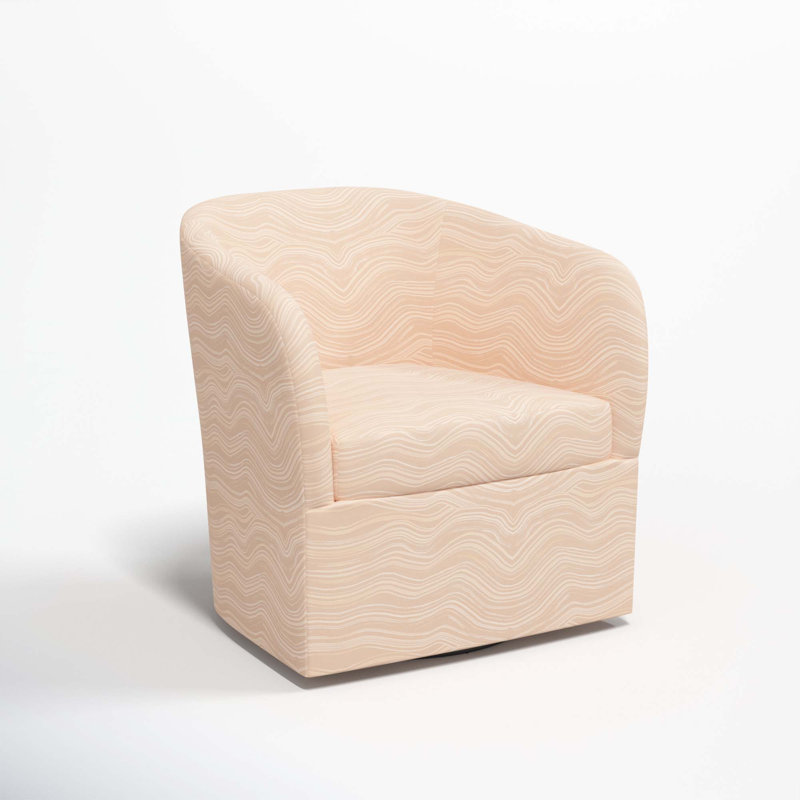 Lesia Upholstered Swivel Barrel Chair, Make Waves Buff