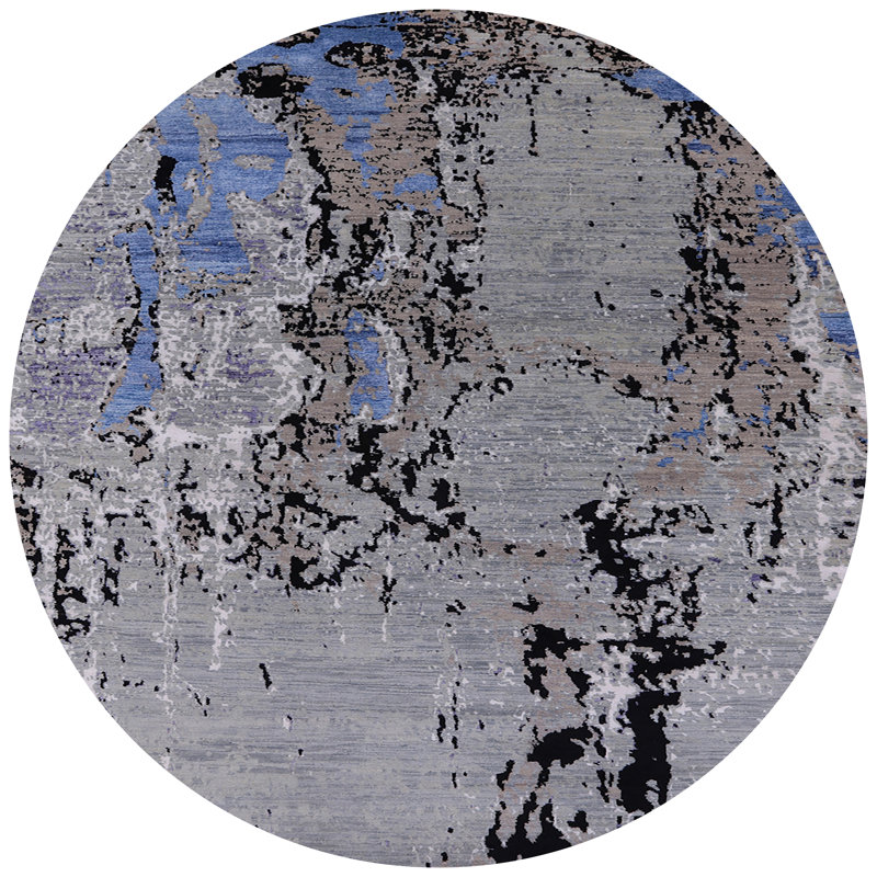 Tapis bleu / gris / noir Bratenahl, Rond 5 pi