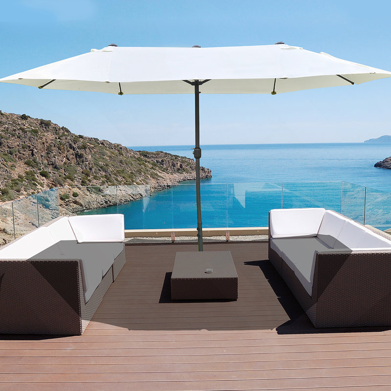 Parasol de patio, H 94,8 po x l 150 po x P 106,8 po, Beige