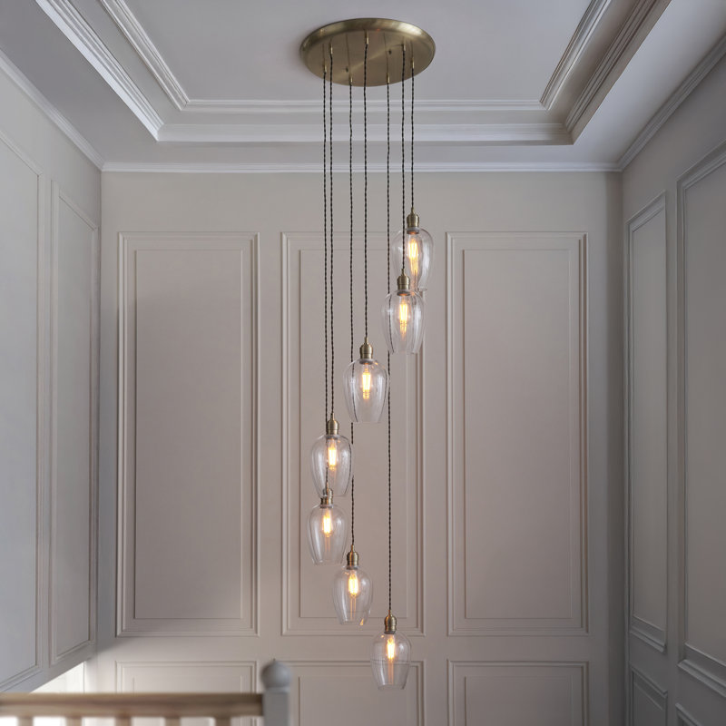 Alans 7 - Light Chandelier, Antique Brass