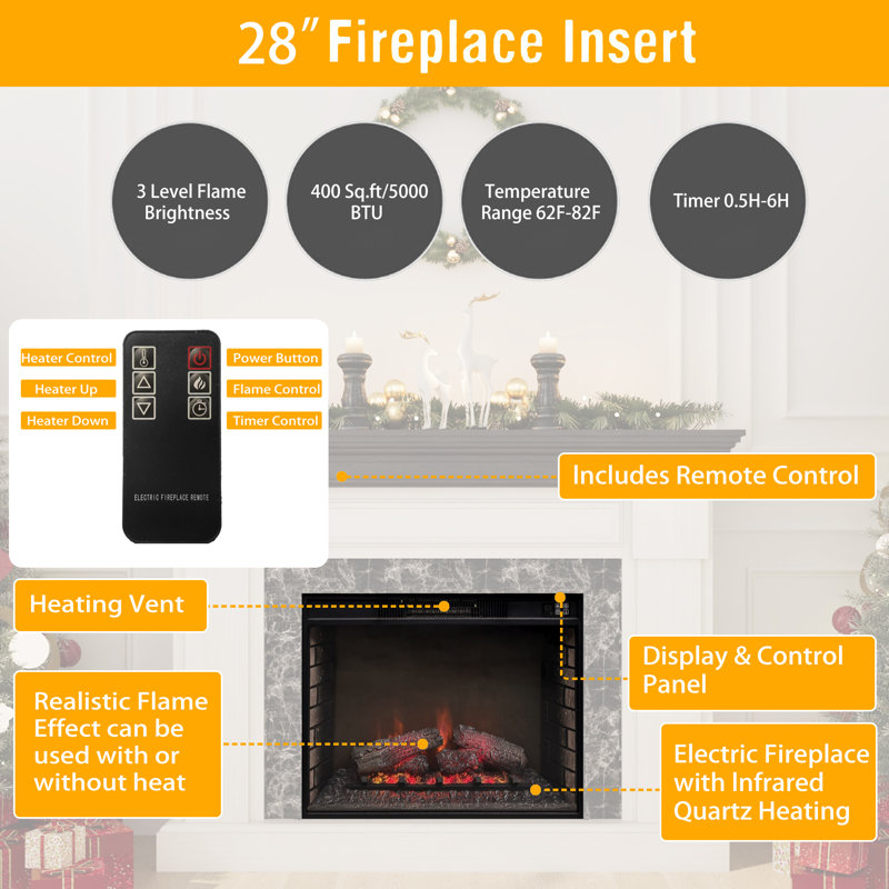 59" Electric Fireplace With Heater And Mantel – Realistic Flame, 1400w Quiet Heat, Remote Control And Timer For Living Room Or Bedroom