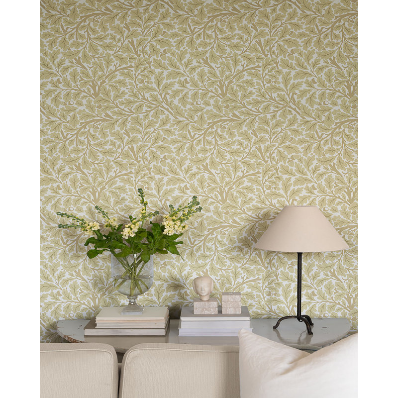 Oak Tree Floral Wallpaper Roll, Light Yellow