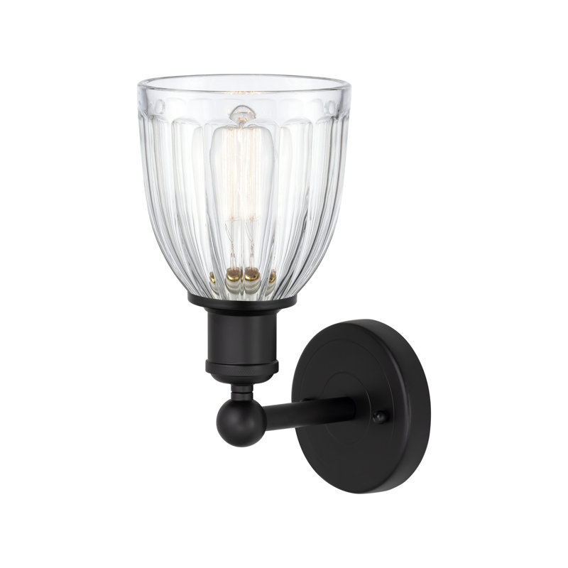 Caroleen Armed Sconce, Matte Black, Clear