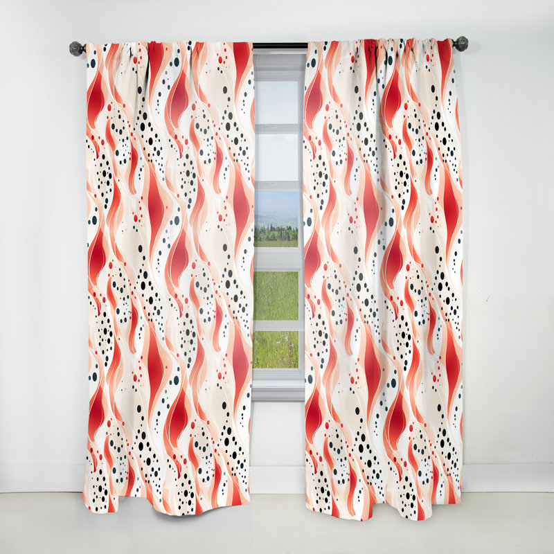 Motif à pois rouges et blancs III - Rideau abstrait - Rideau obscurcissant - 1 panneau, L 52 po x L 84 po