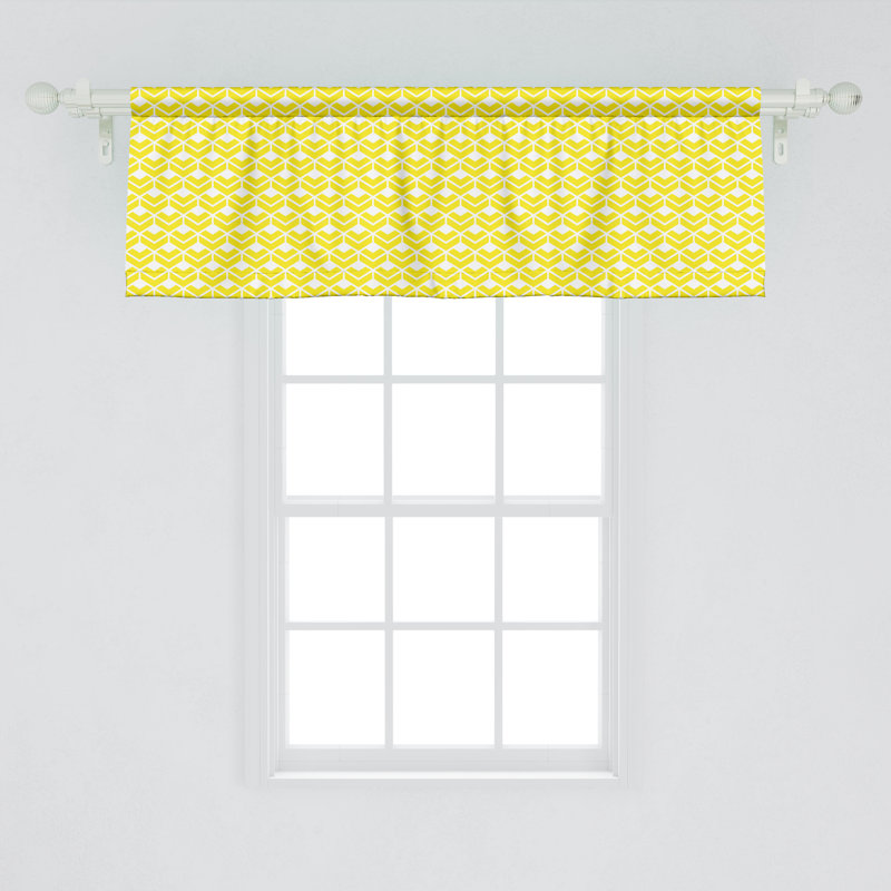 Ensemble de 2 cantonnières à motif abstrait Ambesonne, jaune et blanc, L 54 po x L 12 po