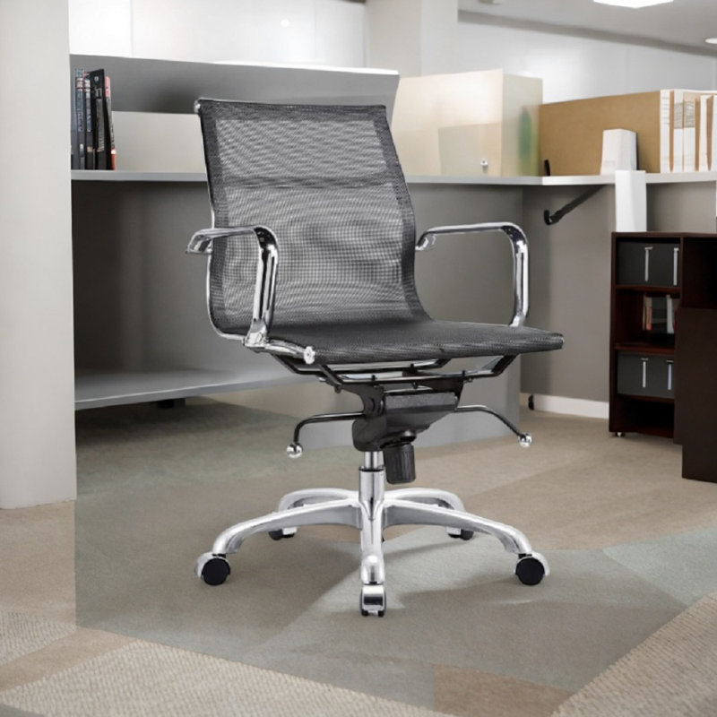 Chaise de bureau en filet Yima, Noir, noir, noir, noir