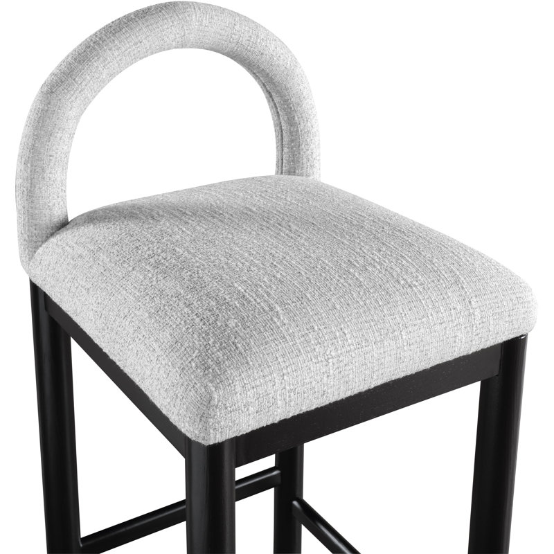 Tabouret de comptoir Conrad, Siège en tissu gris / cadre noir