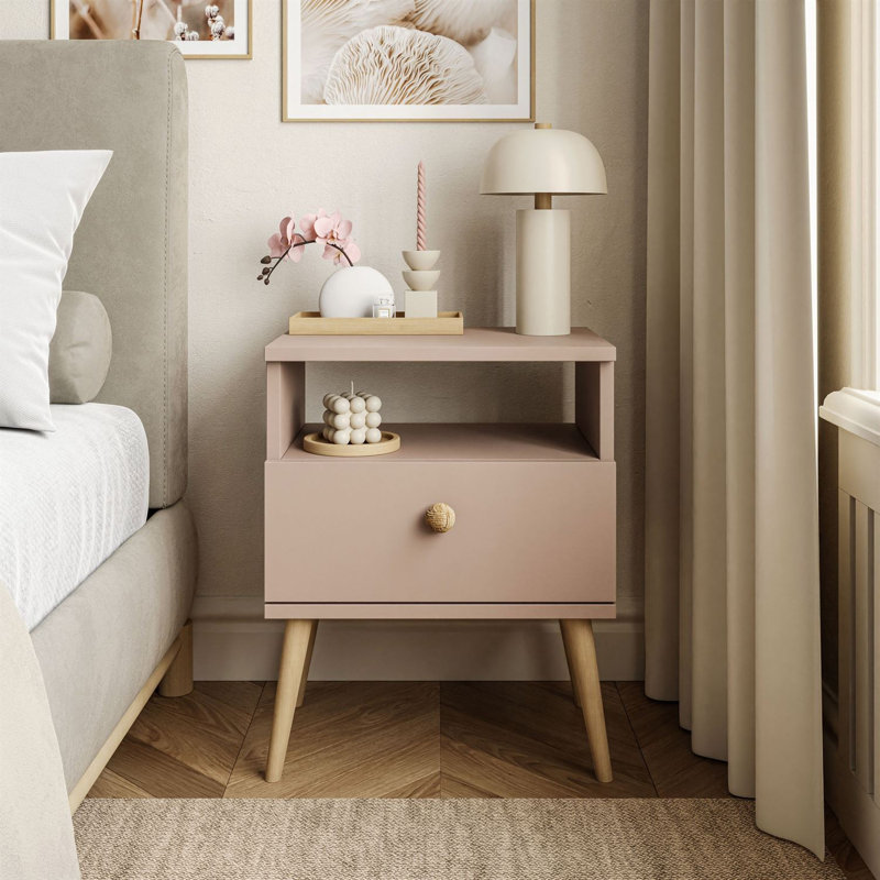 Zion 44cm W Manufactured Wood Bedside Table, Macchiato