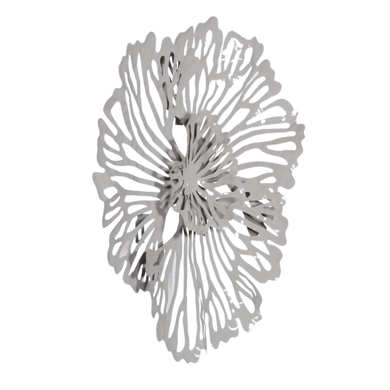 Flower Wall Art Extra Small Metal, Gray