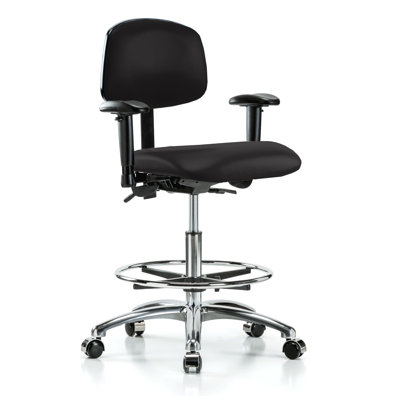 PERCH Chrome Multi-Task Office Chair with Adjustable Armrests and Foot Ring | Medium Bench Height 20-27"