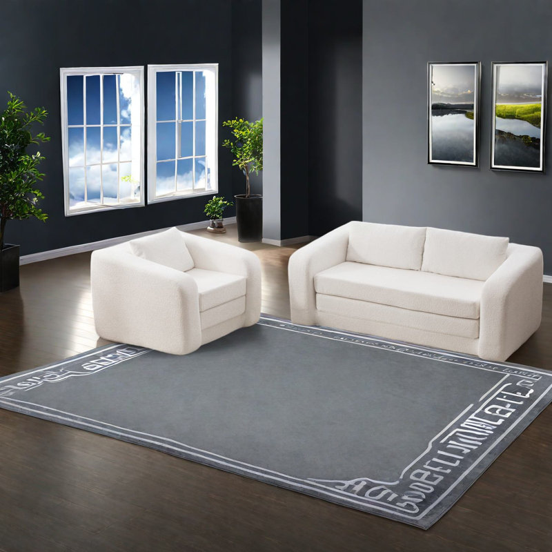 Ensemble de canapés en chenille ivoire moderne, convertible multifonctionnel pour la maison