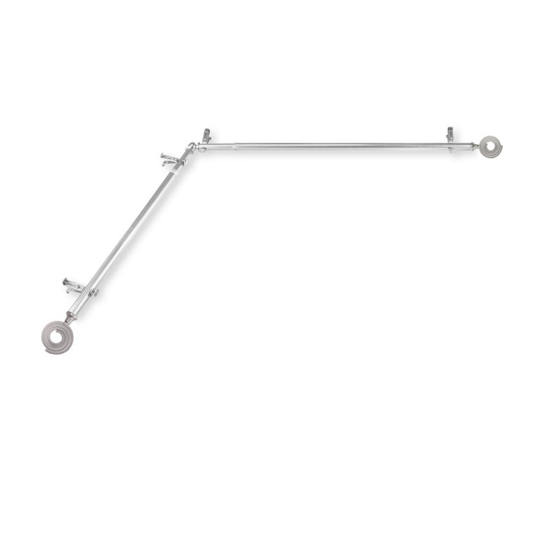 Tringle à rideaux simple à ressorts de coin puneeth, 120 à 170 po, Nickel satiné