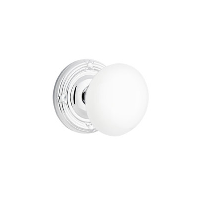 Bouton blanc ice privacy avec ruban et patine rose