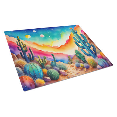 Cactus in Color Glass Cutting Board Large