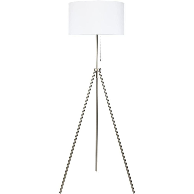 Vaune 59"  Tripod Floor Lamp, Adjustable in Height, 100% Metal Body with Linen Drum Shade, E26 Socket, Bedside Lamp, Standing Light for Living Room, Bedroom, Office,
