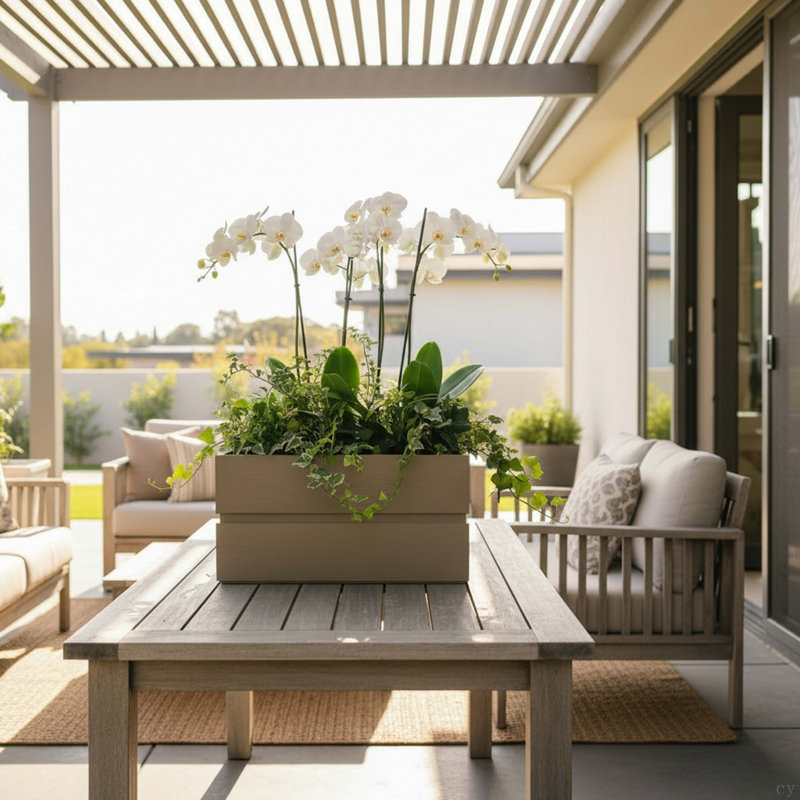Jardinière rectangulaire pour terrasse Rectanglar - Brun, Gris brun, H 9,5 po x l 18 po x P 11 po