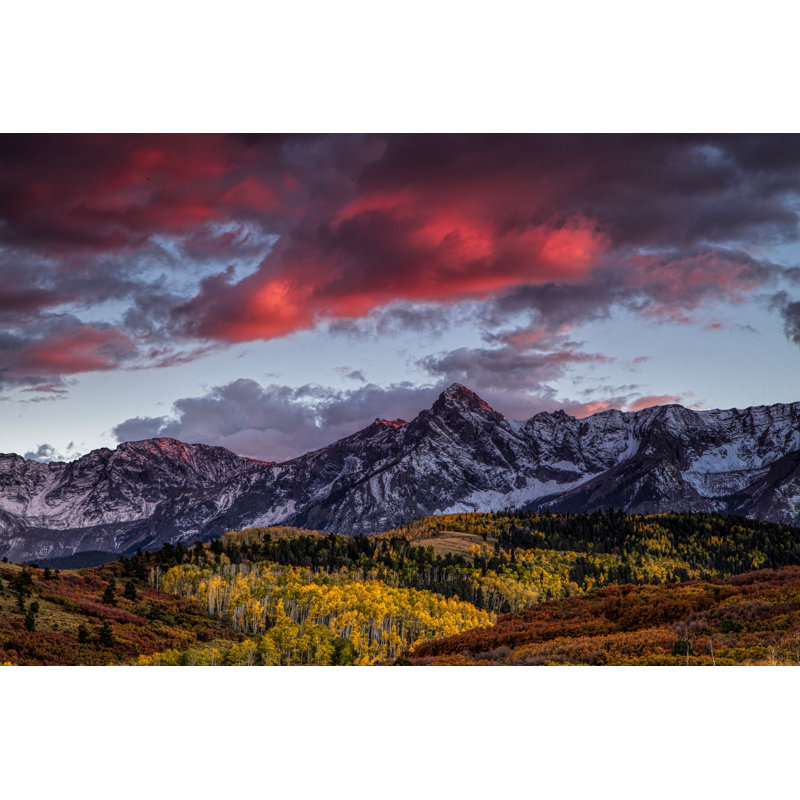 Fiery Mountain Sunset by AndrewSoundarajan - Wrapped Canvas Print, 61cm H x 91cm W