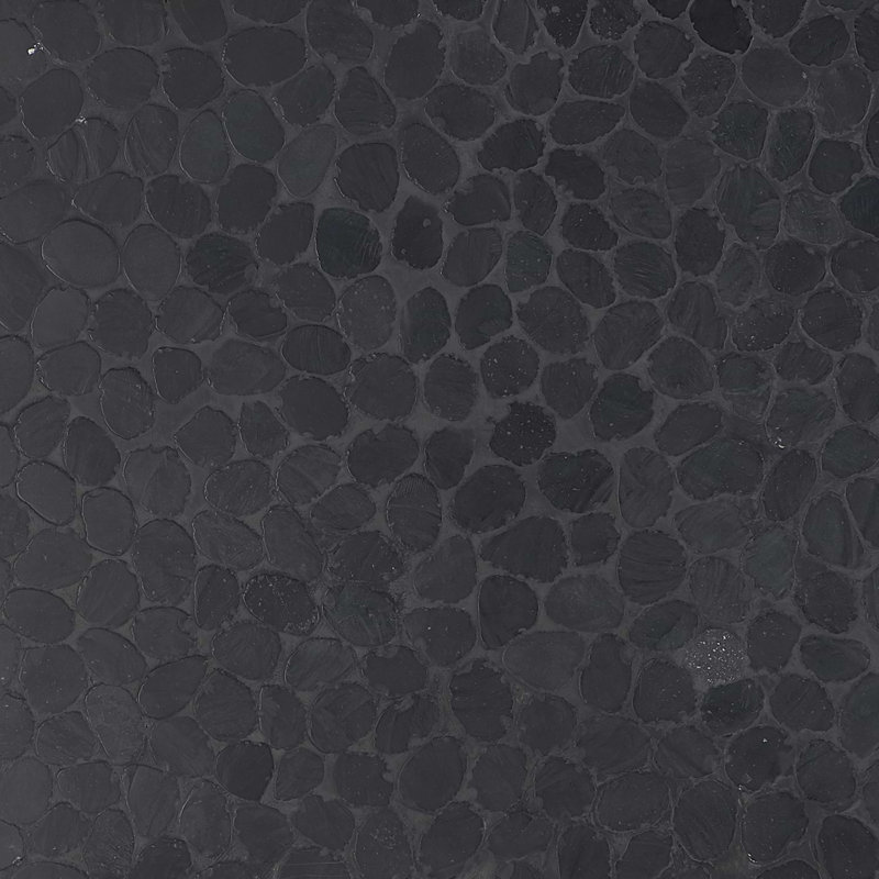 Nature Round Lovina Pebble Mosaic Tile, Alor Black